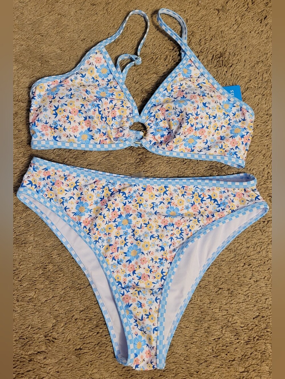 Women's Floral Two-Piece Bikini – Light Blue